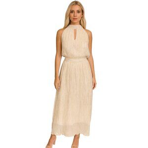 Drew Anthropologie White & Gold Metallic Dress – Size Medium (NWT)‎